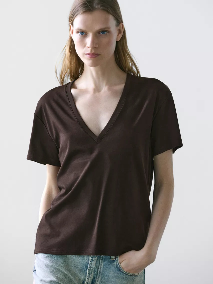 Women's Premium Supima Cotton V neck T-shirt