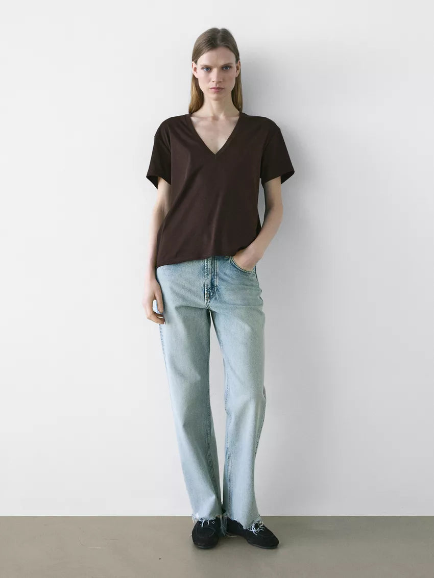 Women's Premium Supima Cotton V neck T-shirt