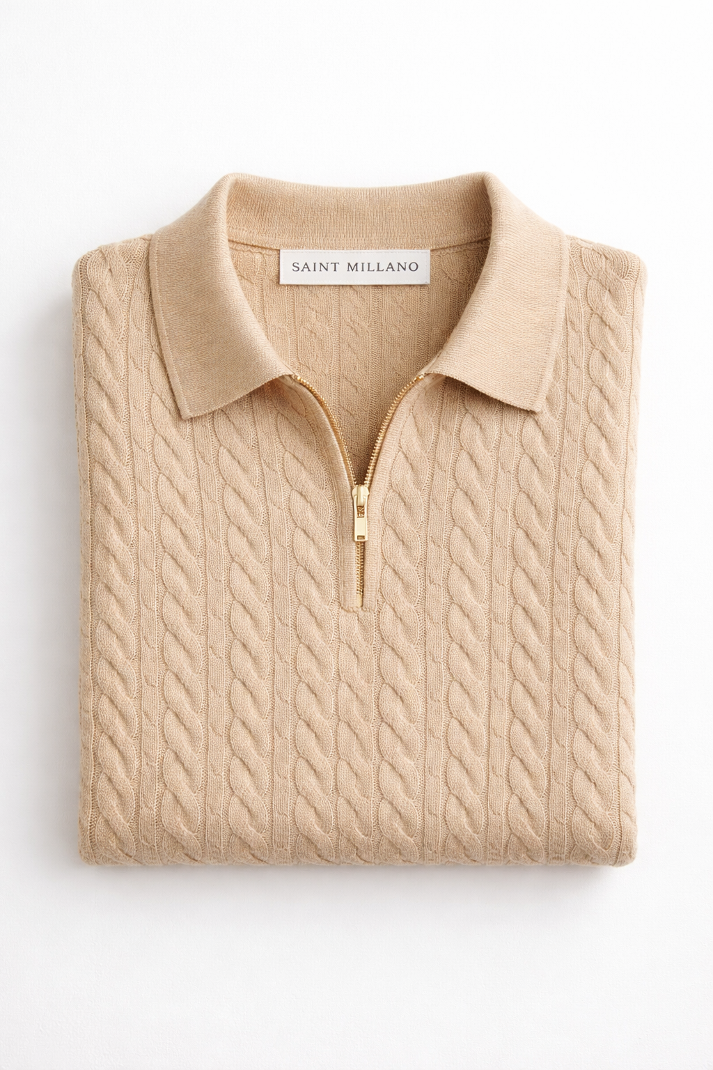 100% Cotton blend cable knit classic polo T-shirt for men