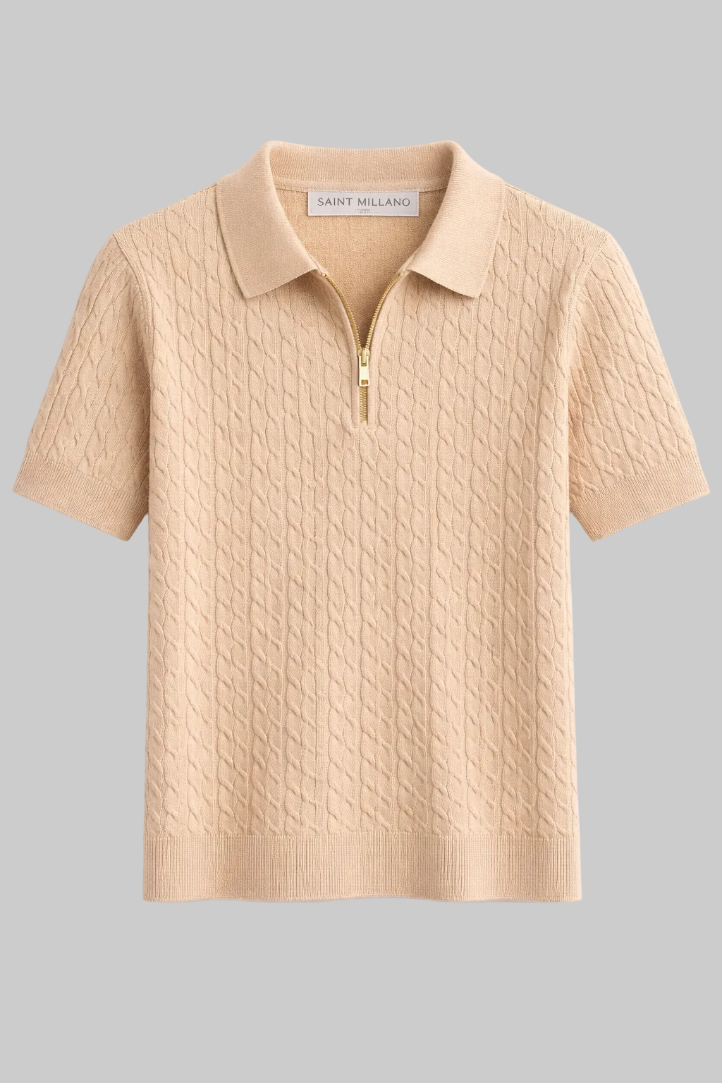 100% Cotton blend cable knit classic polo T-shirt for men