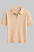 100% Cotton blend cable knit classic polo T-shirt for men