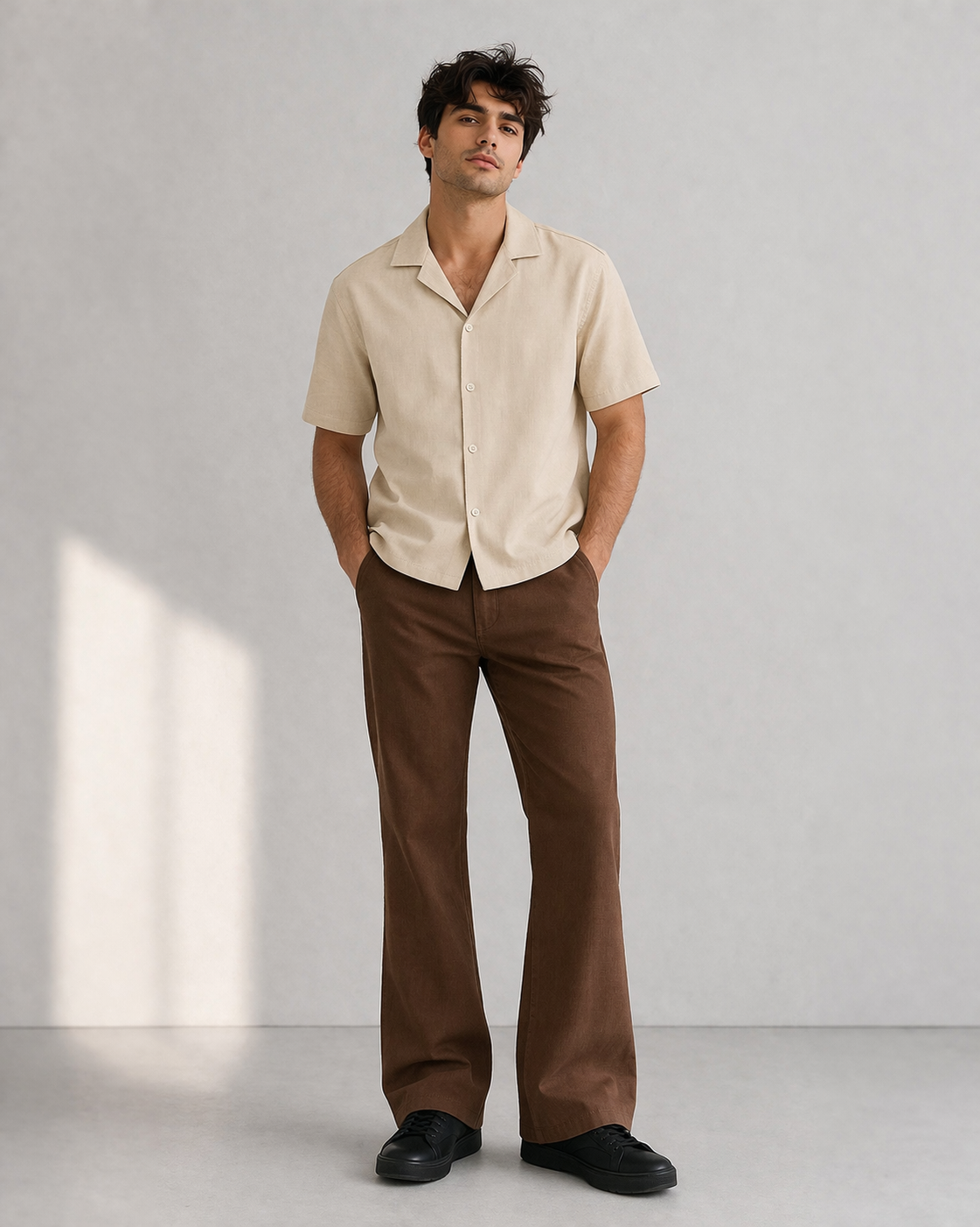 Luxe Linen Blend Relaxed Resort Shirt – Beige