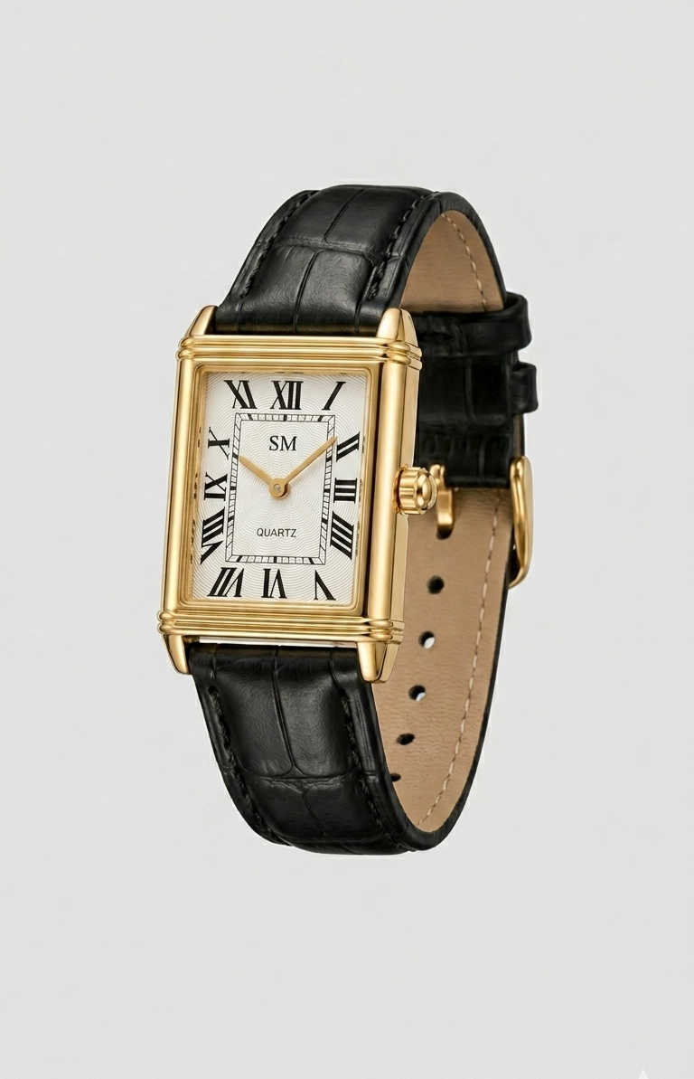 Men's clasic old money rectangle watch