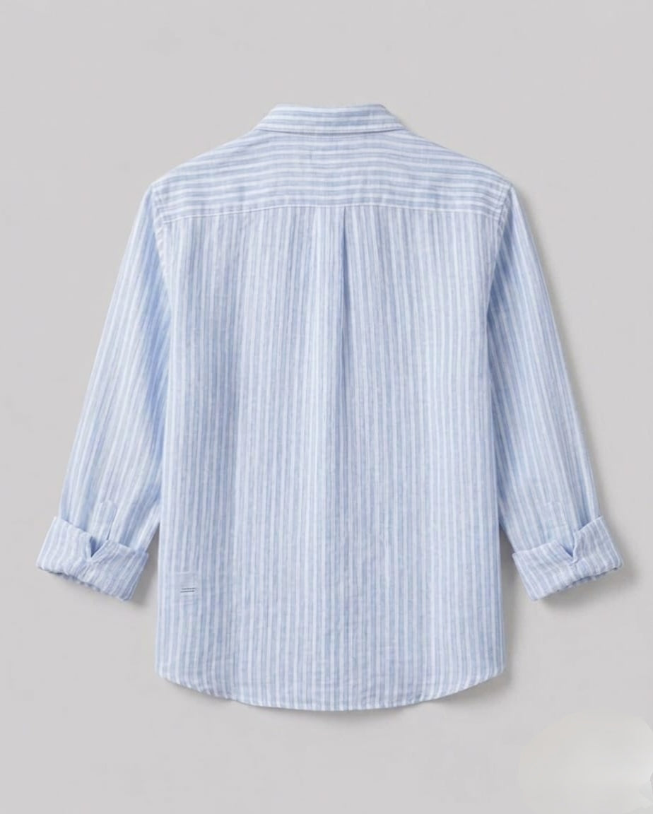 Men's premium Linen-Cotton Striped Shirt – Effortless Summer Elegance