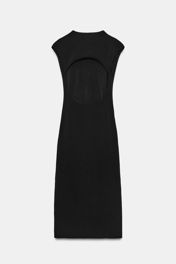 Women's premium Black Sculpted Back Midi Dress